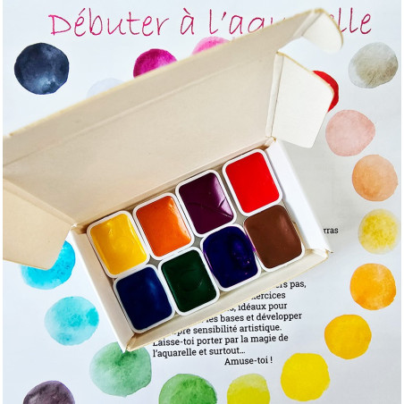 Kit "Débuter à l'aquarelle" 8 quart de godets