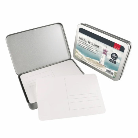 Cartes postales aquarelle  – 300 g/m² + boite en métal