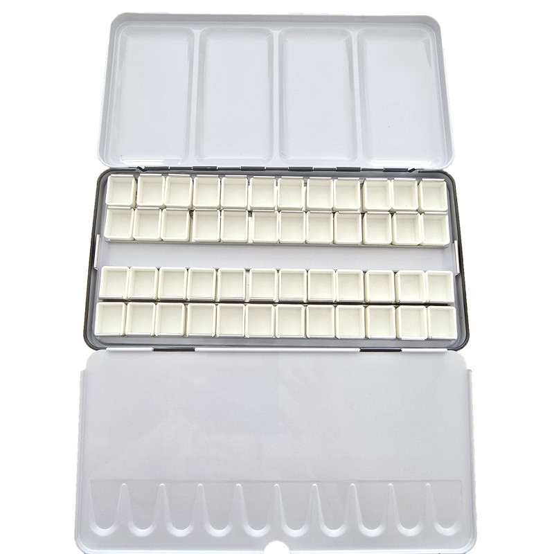 Boite Aquarelle Vide En Métal + 48 demi-godets aimentés