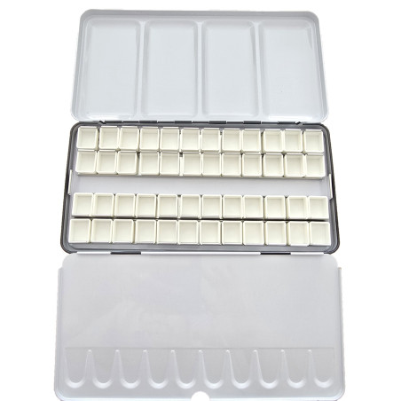 Boite Aquarelle Vide En Métal + 48 demi-godets aimentés