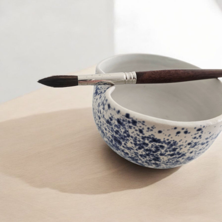 Ceramic bowl with brush rest