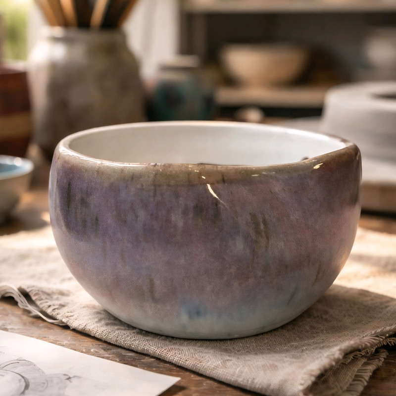 Ceramic bowl with brush rest